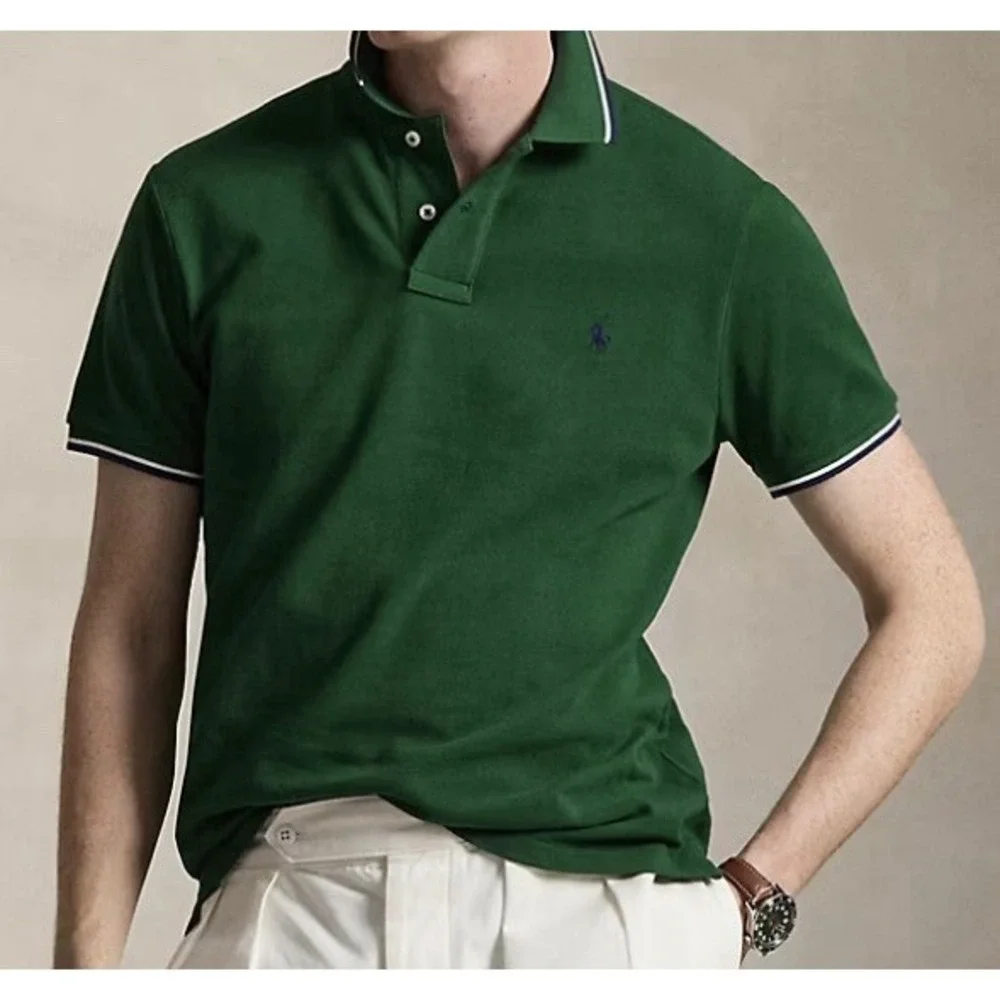 Polo Ralph Lauren Mesh Polo‎ Shirt Men's 2LT Green Short Sleeves